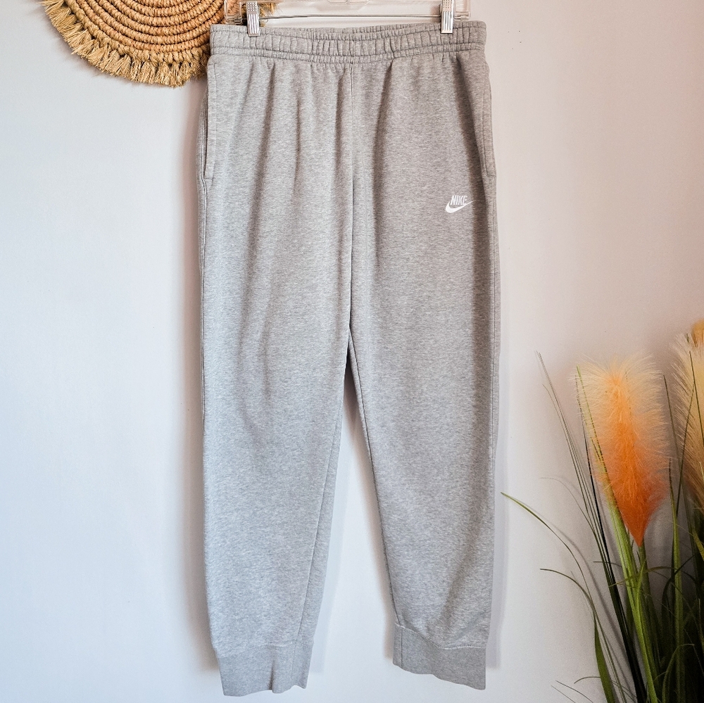 Nike Men Athletic Gym Workout Club Fleece Jogger Sweatpants SZ Large Swoosh Logo - Picture 2 of 9